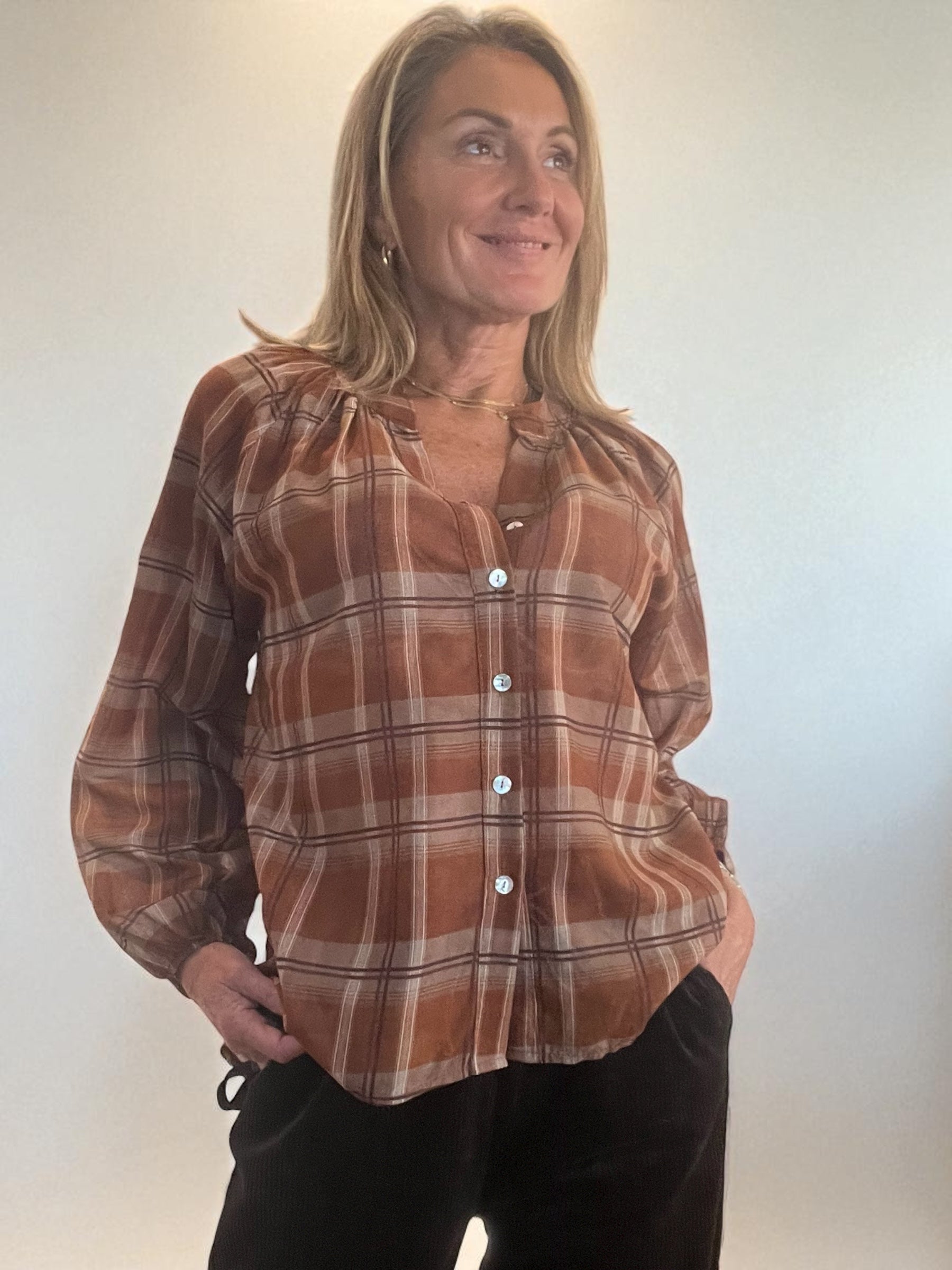 Chemisier Melane Camel