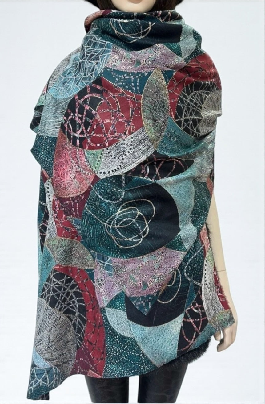 Écharpe 2 céladon & fushia