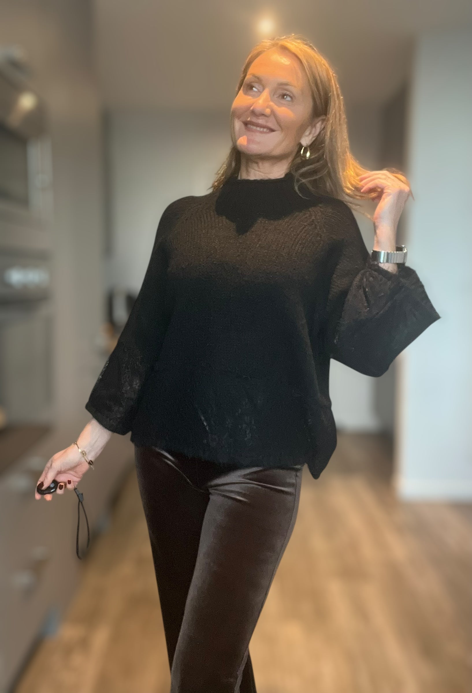 Pull dentelle Elodie Noir