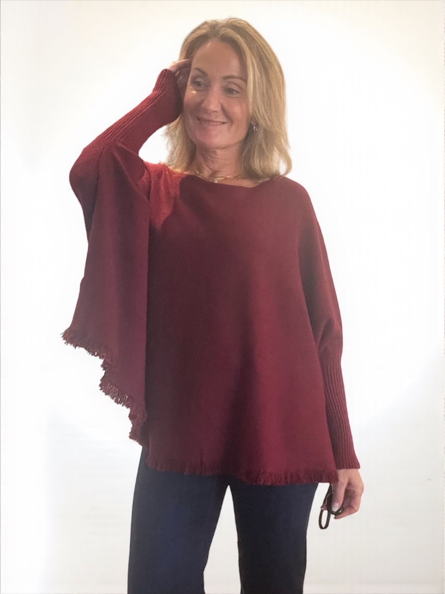 Pull Frange Bordeaux