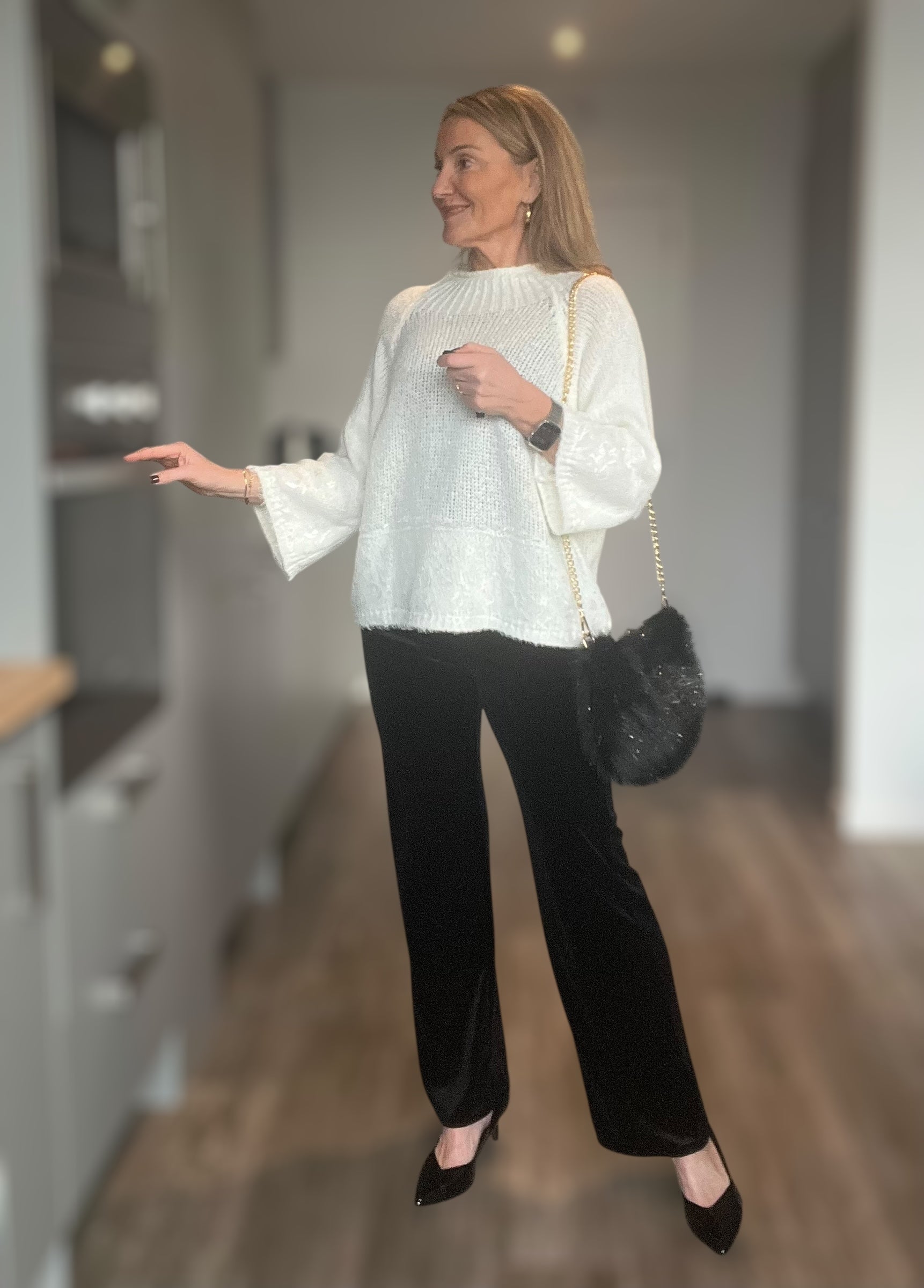 Pull dentelle Elodie écru