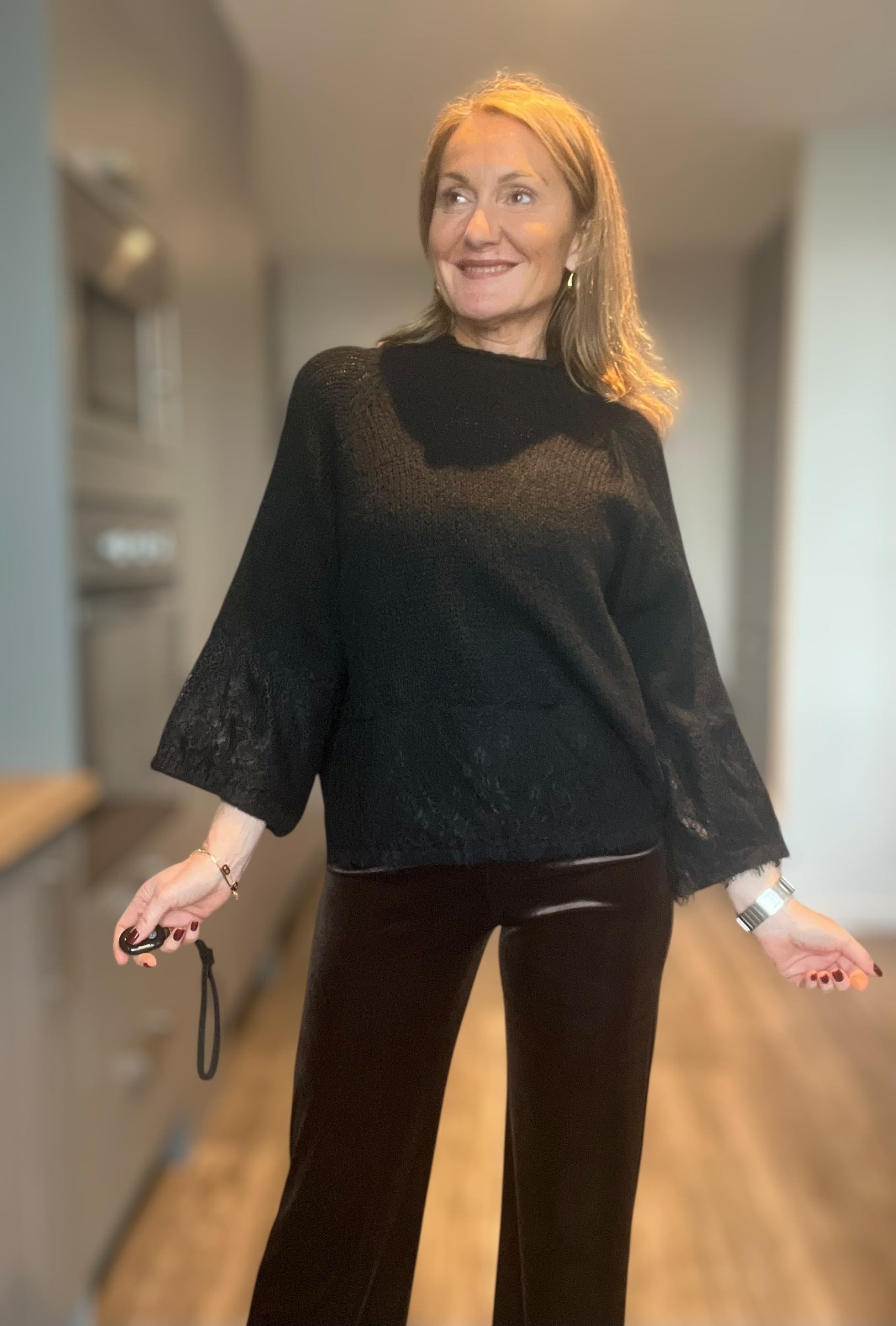 Pull dentelle Elodie Noir