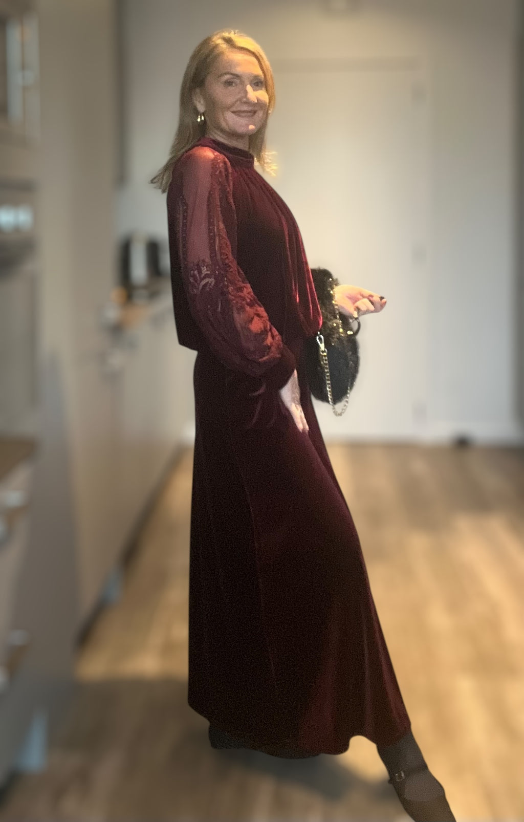 Jupe Fiesta velours lisse bordeaux