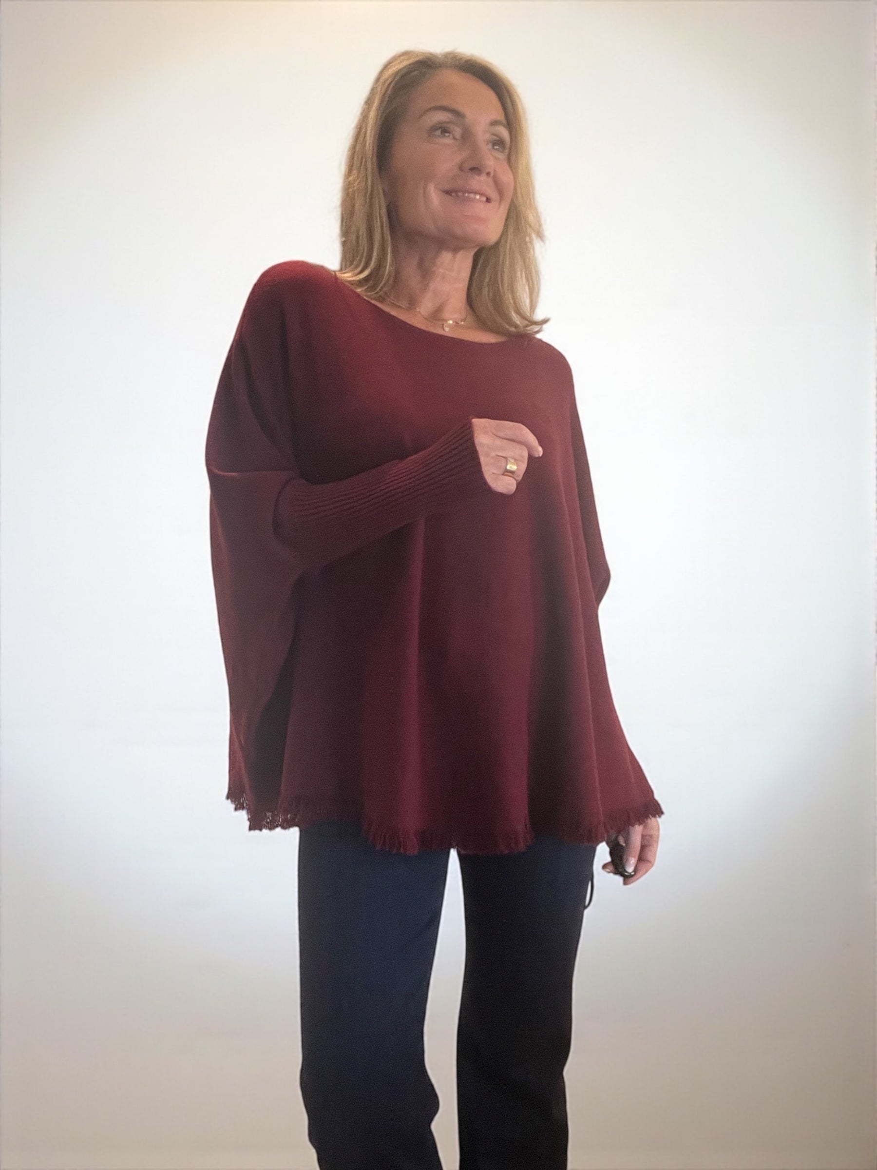 Pull Frange Bordeaux