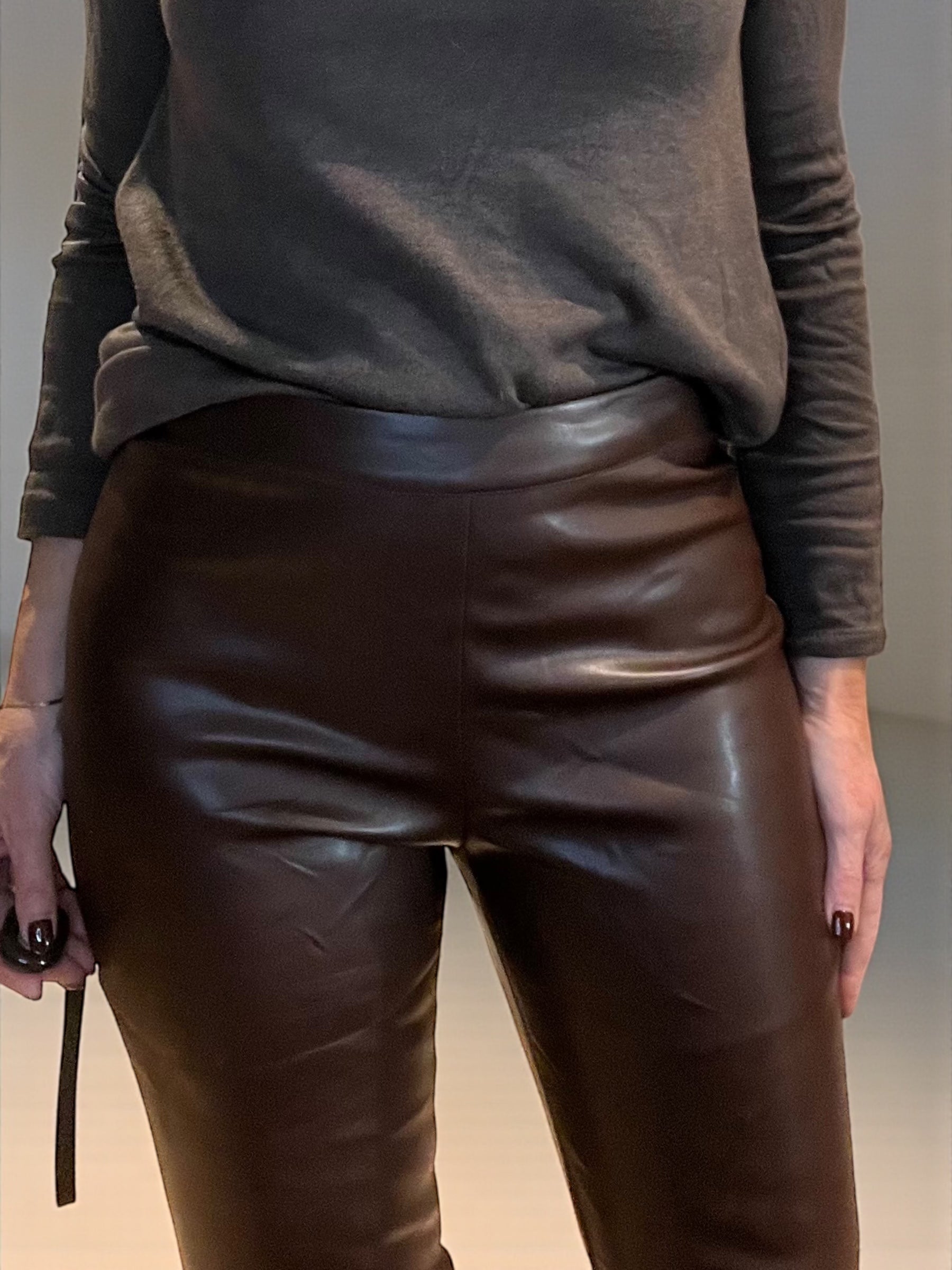 Pantalon similicuir LUCY Choco🤎