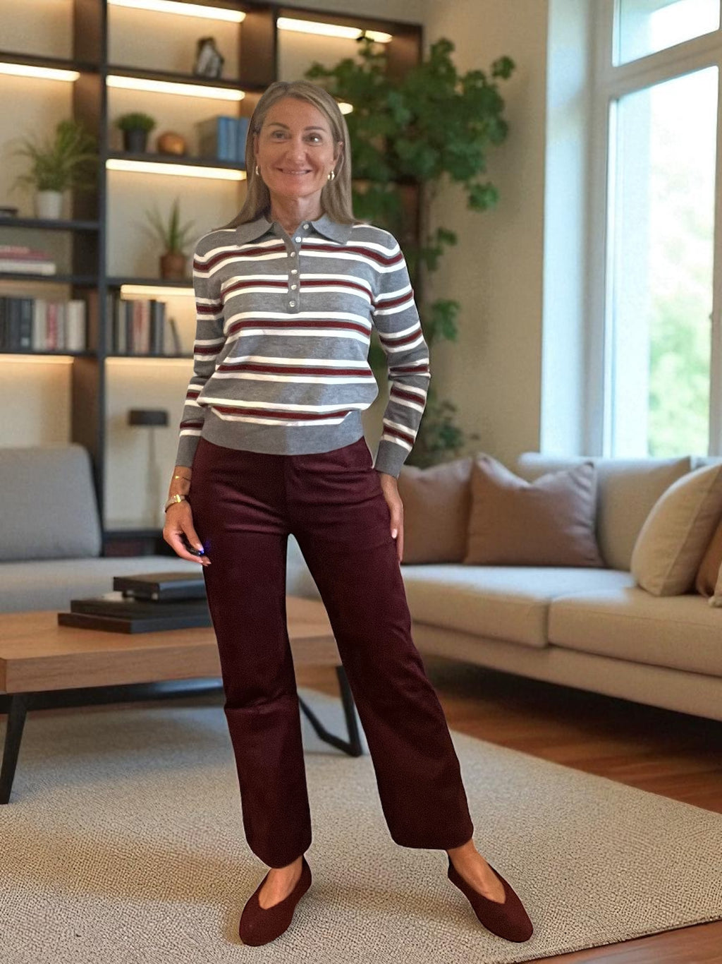 Pantalon Suédine Bordeaux