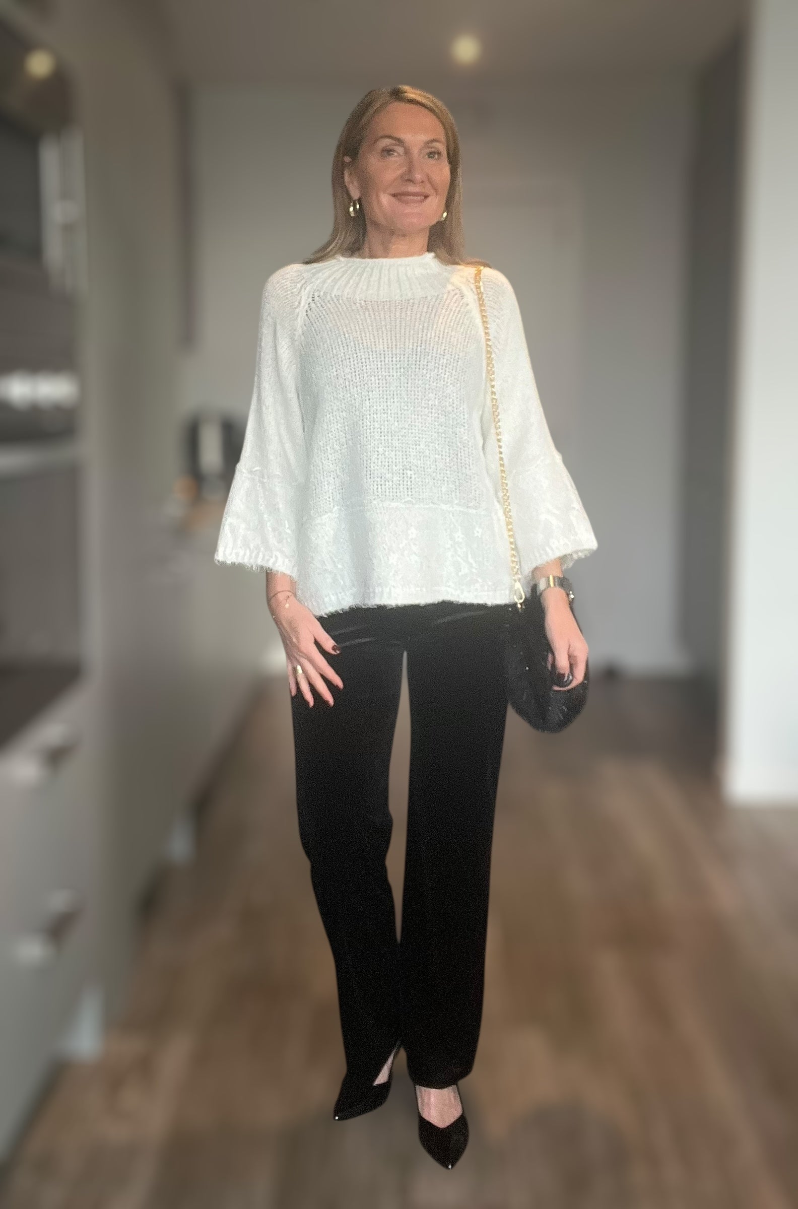 Pull dentelle Elodie écru