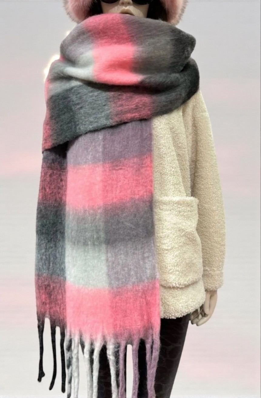 Écharpe 6 Gris & Rose