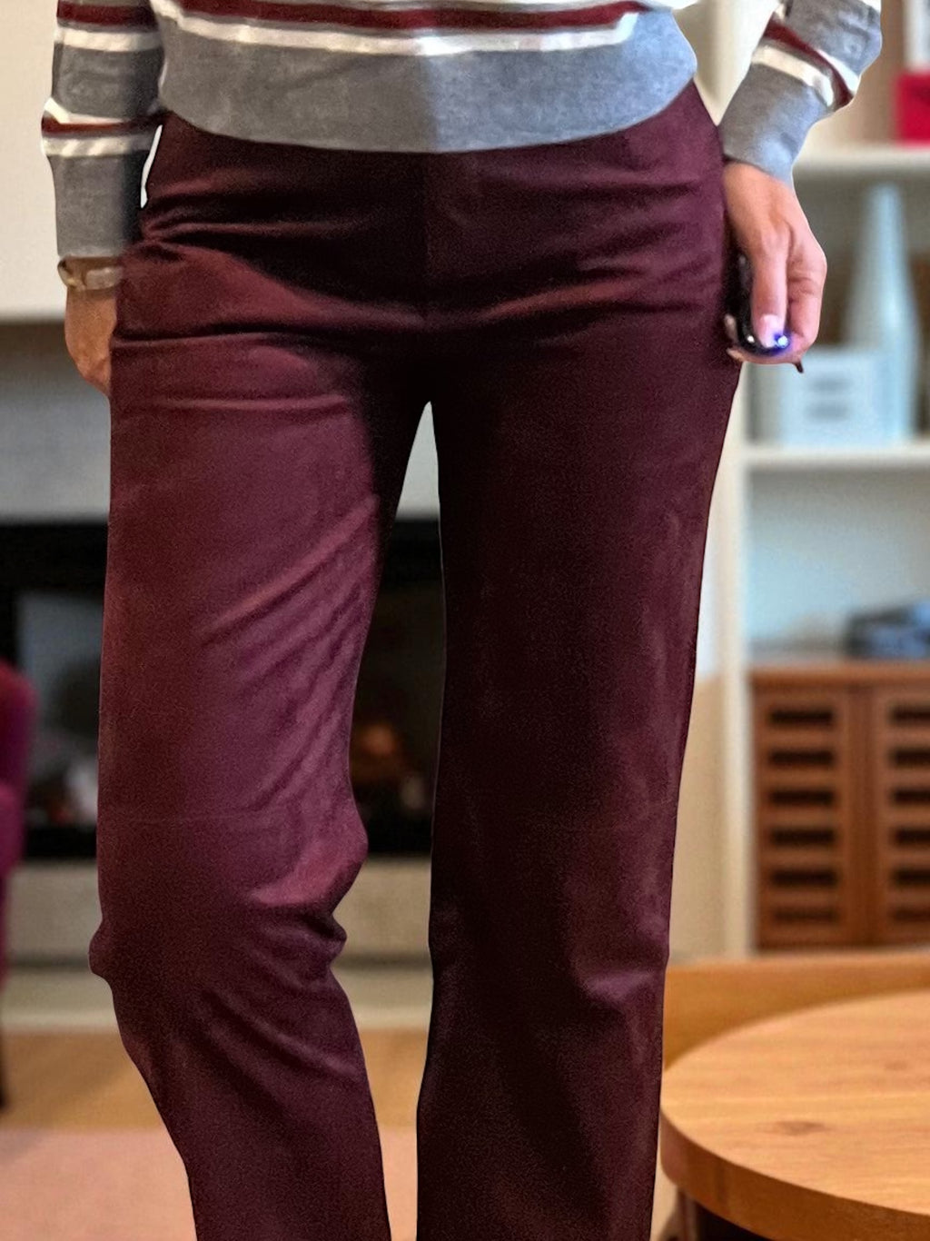 Pantalon Suédine Bordeaux