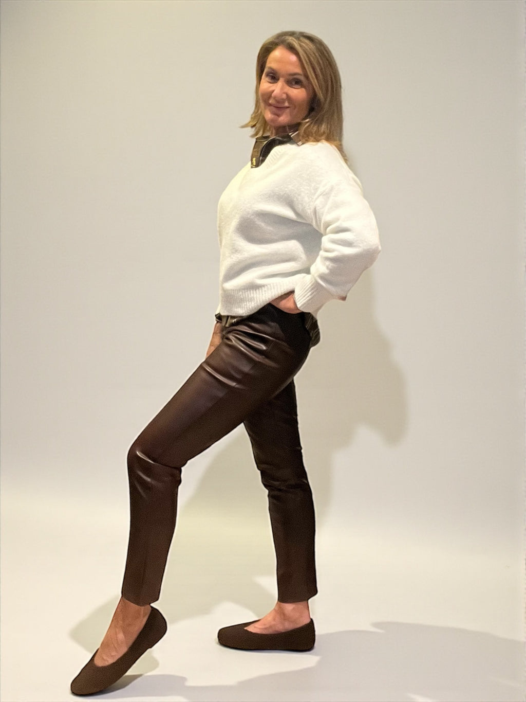 Pantalon similicuir LUCY Choco🤎