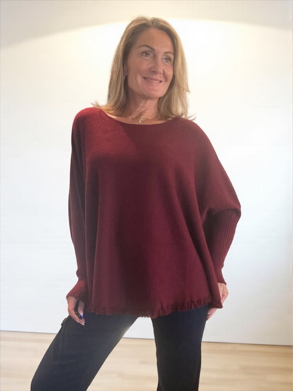 Pull Frange Bordeaux