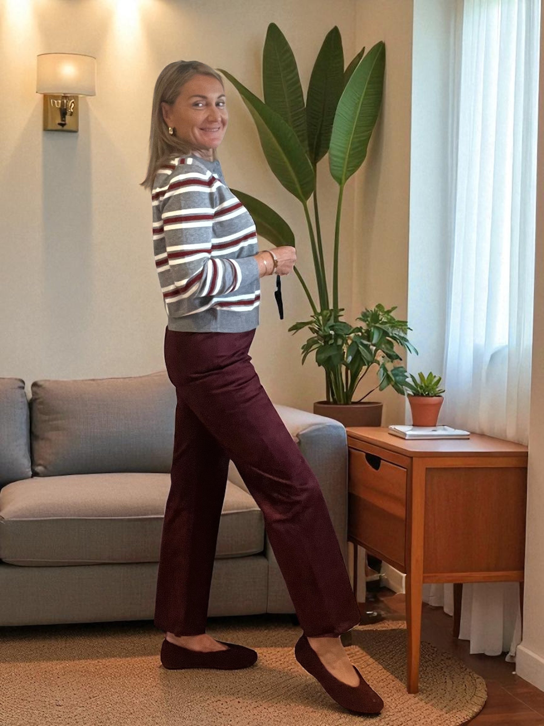 Pantalon Suédine Bordeaux