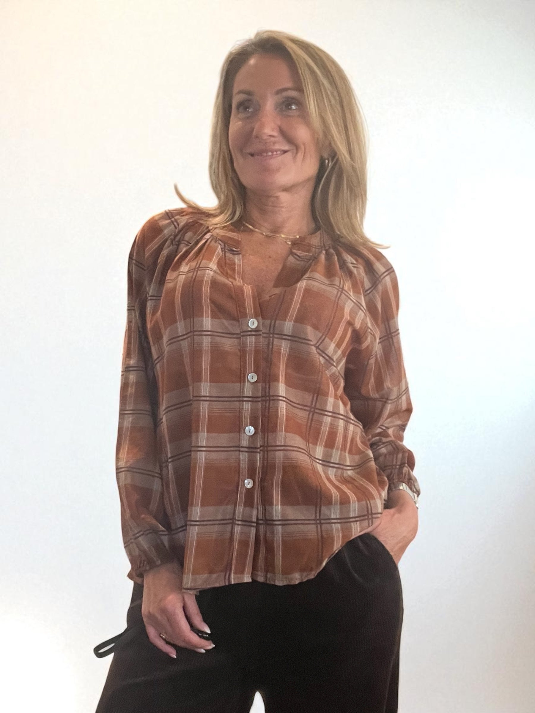 Chemisier Melane Camel